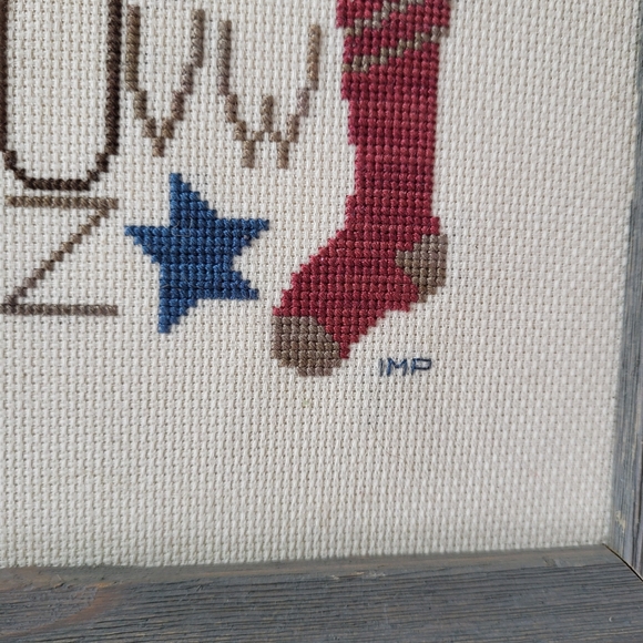 Handmade Primitive Christmas Theme Cross Stitch Sampler - Picture 5 of 15